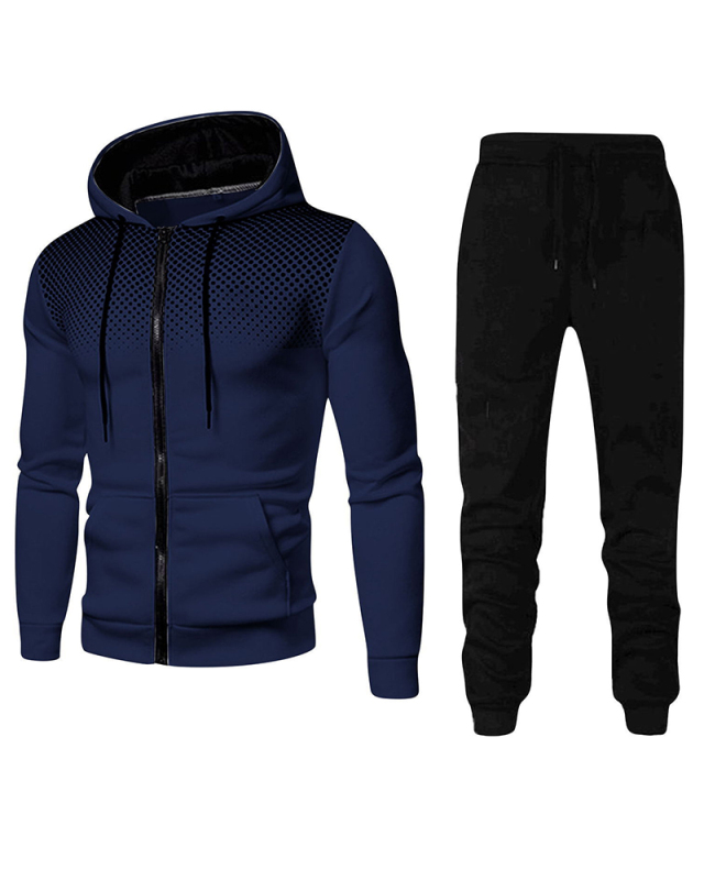New Fashion Men Sports Fitness Autumn&Winter Hooded Coat Pants Sets Two Piece Suit Blue Green Wine Red Khaki Light Gray White Blue Red Blakc S-3XL