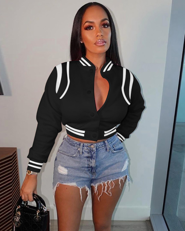 Short Hot Style Long Sleeve Baseball Jacket Coat S-L