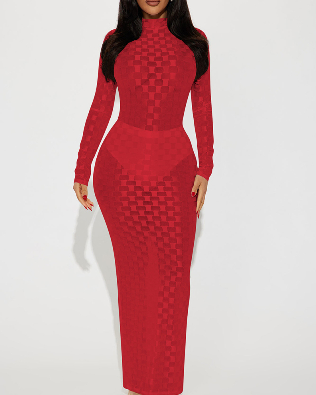 High  Neck Women Long Maxi Dress S-XL