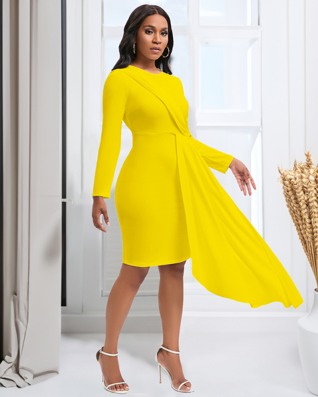 Solid Color Women OL Pencil Dress S-3XL