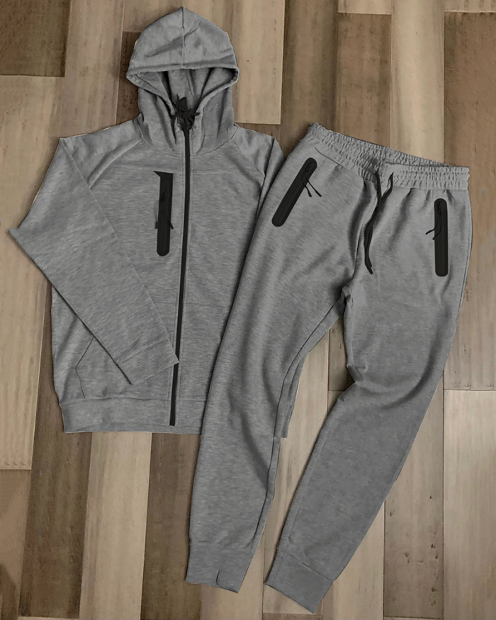 Men's Outside Running Climbing Sports Suits  Hoodies Coat Pants Sets Two-piece Outfit Red Gray Black Blue Khaki Yellow M-3XL