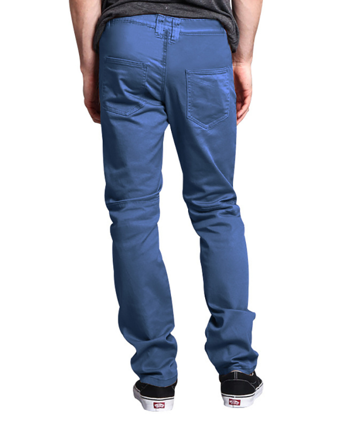 Men's Autumn Patchwork Fashion Long Pants White Khaki Blue Black Red Light Gray M-3XL
