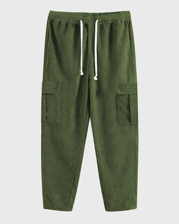 Men's Loose Autumn Corduroy Sports Pants Black Navy Blue Army Green Light Gray M-3XL