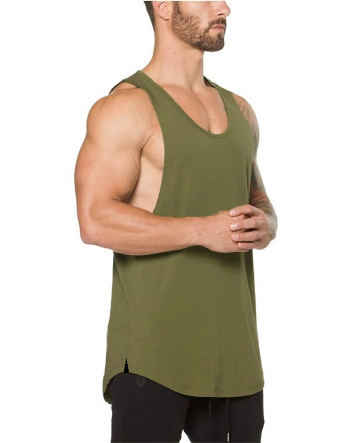 Men's Fitness Solid Color Vest Summer V Neck Training Sports Vest White Khaki Gray Green Black M-2XL