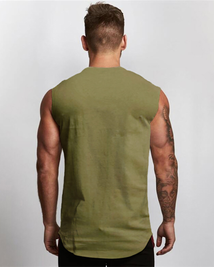 Men's Solid Color Summer V Neck Sports Vest Running Top White Gray Black Army Green Wine Red M-2XL