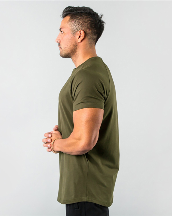 OEM Solid Color Popular Men's Short Sleeve Fitness Sports T-short White Black Deep Gray Army Green Wine Red Blue M-2XL