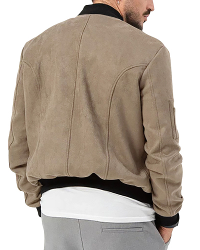 Fashion Men's Autumn Winter Suede Stand Collar Long Sleeve Jacket Coat Brown Green Blue Black Gray Apricot Red S-3XL