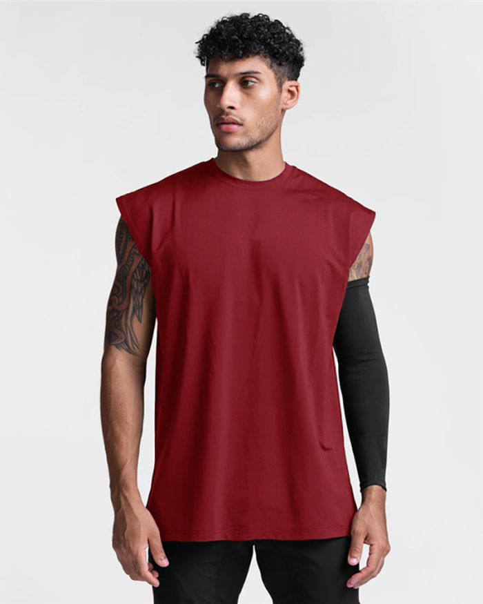 Summer Loose Basic Solid Color Wide Shoulder Casual Sport T-shirt White Red Gray Green Black M-2XL