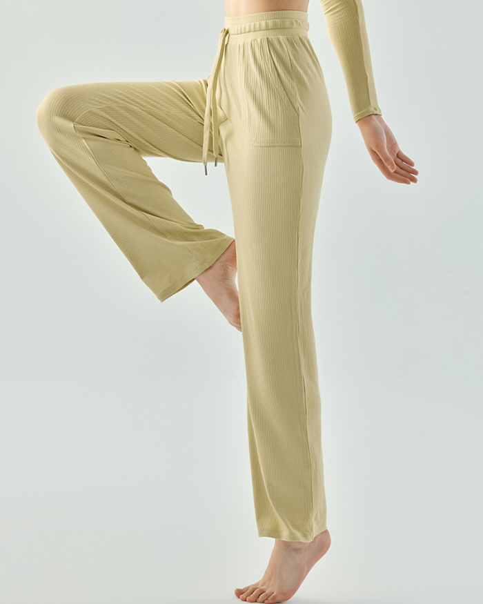 Running Yoga Woman Comfortable Soft Outside Wear Long Yoga Straight Pants Green Pink Khaki Black S-XL