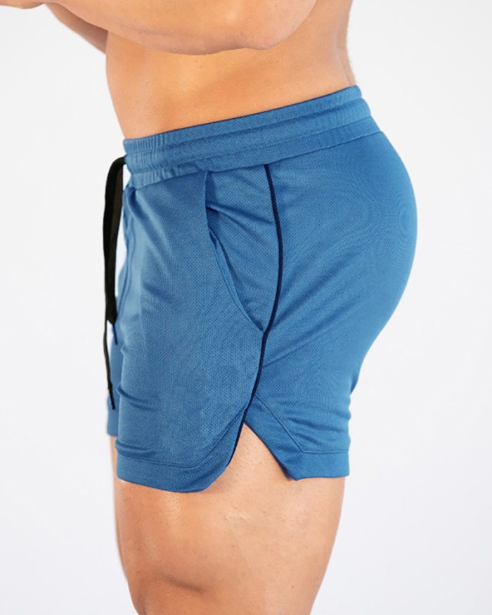 Summer New Solid Color Plain Men's Mesh Quickly Dry Active Shorts Running Sports Casual Basketball Shorts White Gray Black Blue M-2XL