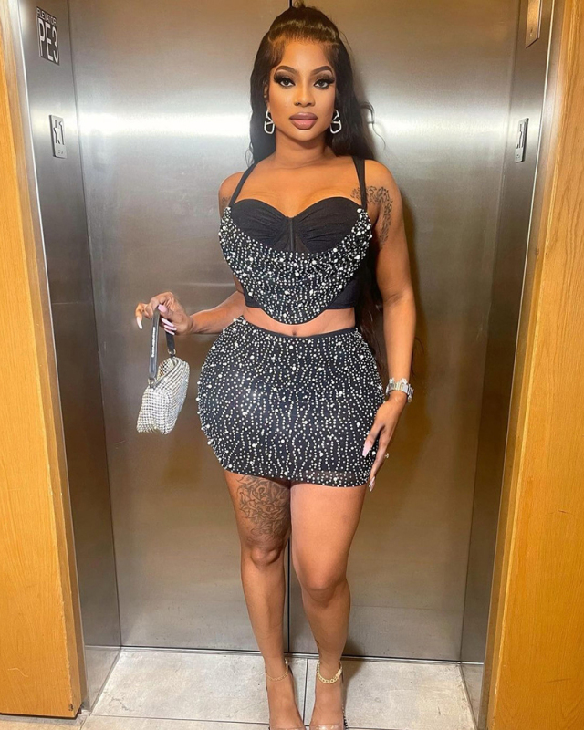 Sequin Women New Cute Two Piece Skirt Set S-XXL