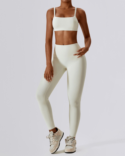 Slim Good Feeling Soft Fabric Running Sports Yoga Bra Pants Sets Two Piece Sets Black Gray Coffee Blue Apricot S-XL