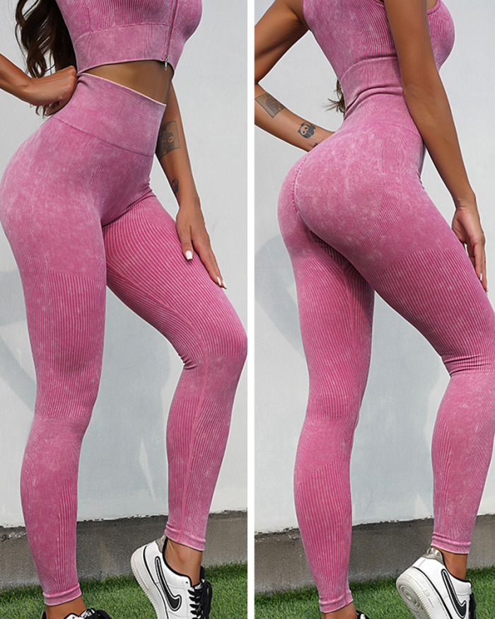 Woman Sports Solid Color High Waist Seamless Pants S-L