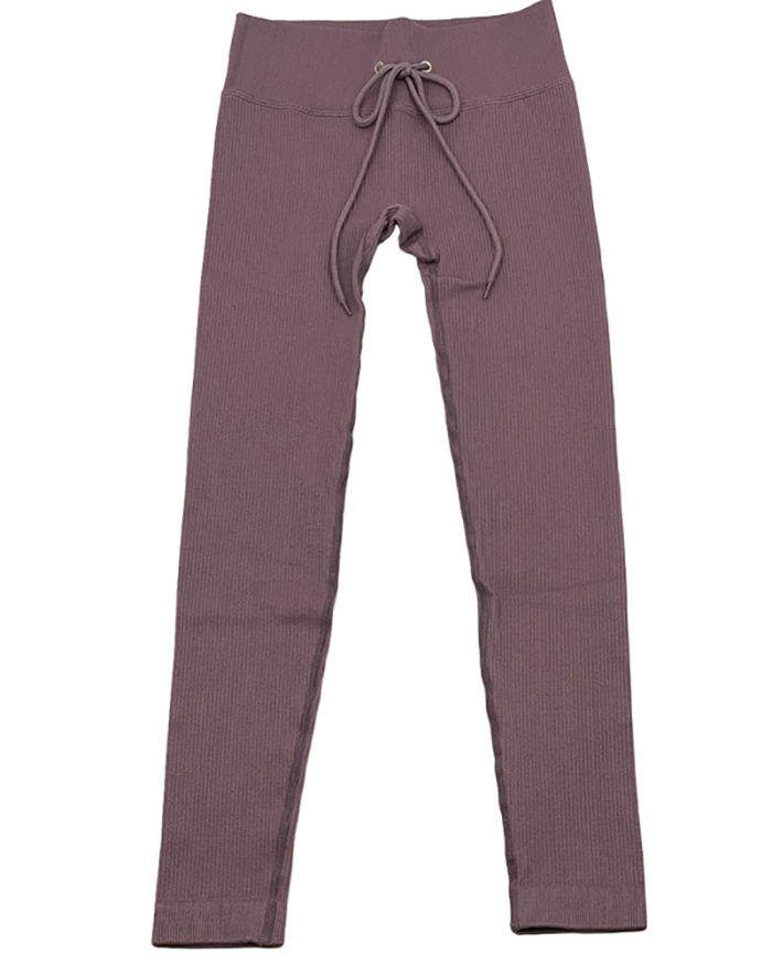 Drawstring Classy Autumn Knit Seamless Yoga Pants S-L