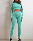 Long Sleeve Pants Two Piece Green