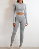 Long Sleeve Pants Two Piece Gray