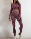Long Sleeve Pants Two Piece Wine Red