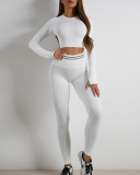 Long Sleeve Pants Two Piece White