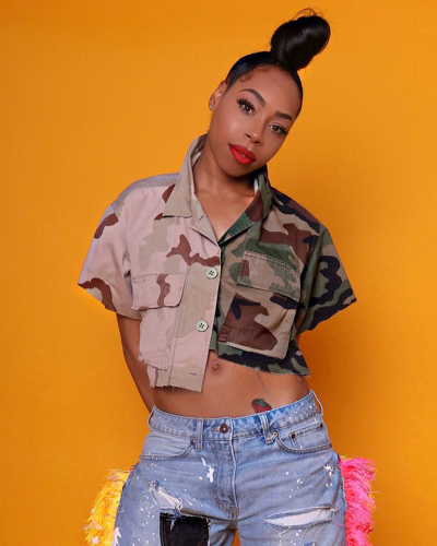 Short Sleeve Camo Printed Tops