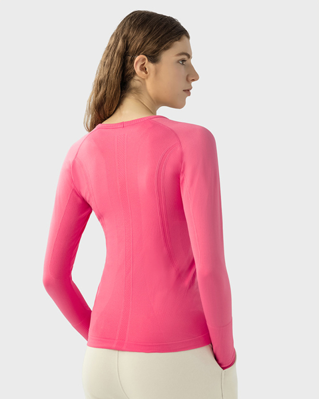 Top Sale Autumn Crew Neck Long Sleeve Sports Yoga Women T-shirt 4-10