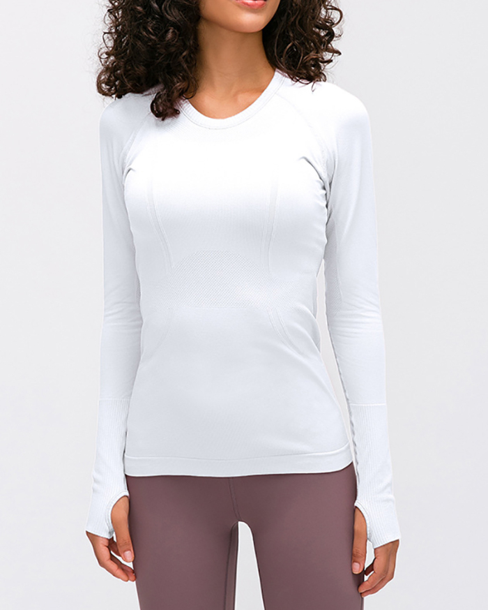Top Sale Autumn Crew Neck Long Sleeve Sports Yoga Women T-shirt 4-10