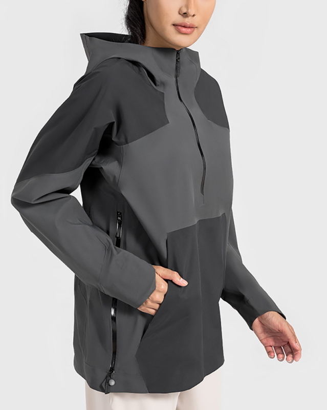 Autumn Colorblock Climb Outdoor Sports Waterproof Long Sleeve Half-Zip Pullover S-XL