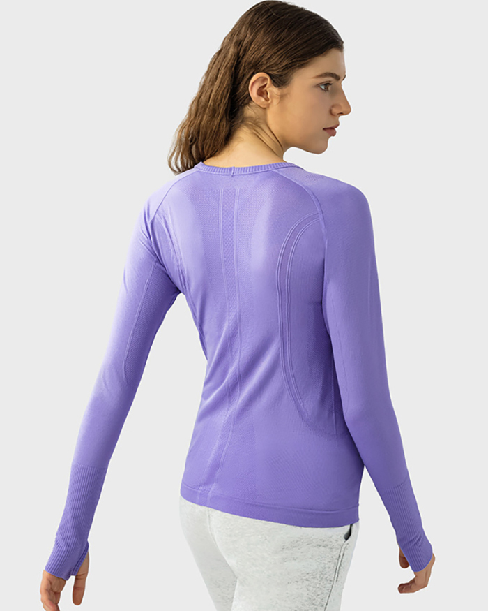 Top Sale Autumn Crew Neck Long Sleeve Sports Yoga Women T-shirt 4-10