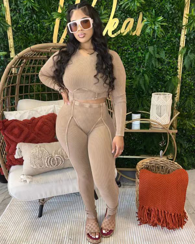 Long Sleeve Women Winter Two Piece Pant Set XS-XL
