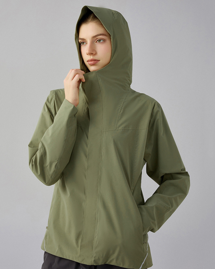 Winter Fall New Outdoor Sports Women's Windproof Waterproof Warm Breathable Plus Fleece Single-Layer Long Sleeve Soft Hooded Coat Jacket