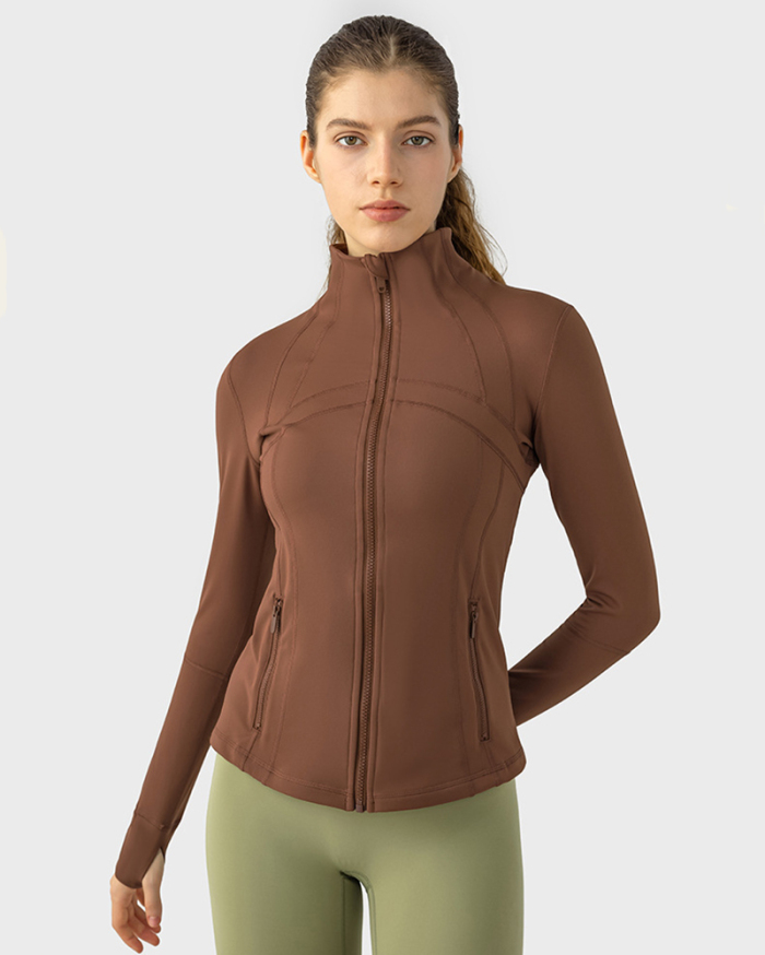 Autumn Winter New Slim Long Sleeve Zipper Outdoor Running Sports Coat 2-12