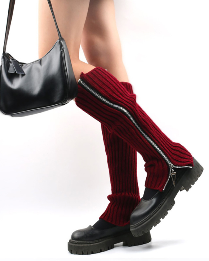 Autumn and Winter Pile Socks Knit Leg Cover Zipper Boots Socks MOQ 3pairs