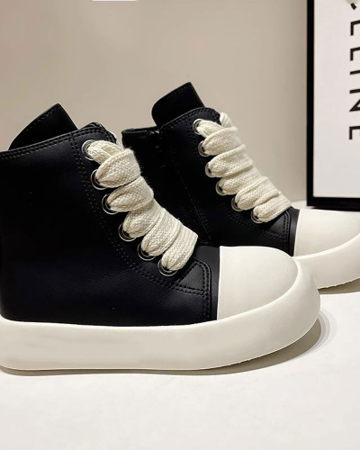 Kids Solid Color High Top Shoes