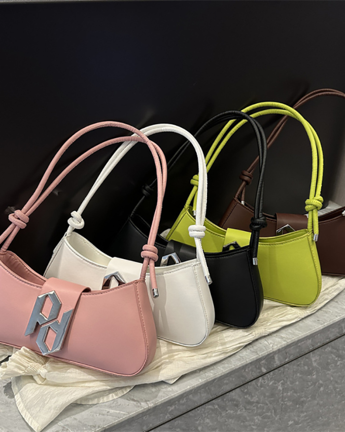Solid Color PU Underarm Bag Stylish Handbag