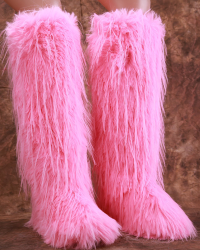 Fashion Winter Fluffy Faux Fur Snow Mid-calf Boots