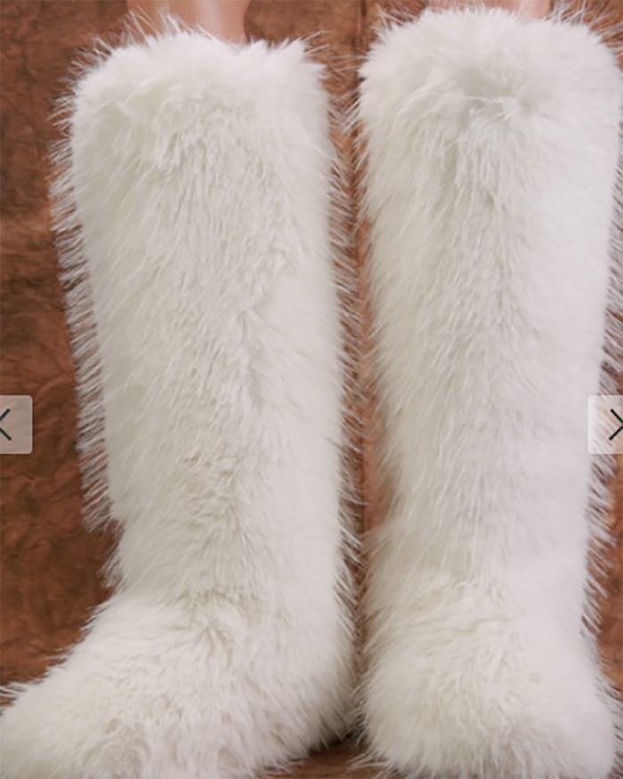 Fashion Winter Fluffy Faux Fur Snow Mid-calf Boots