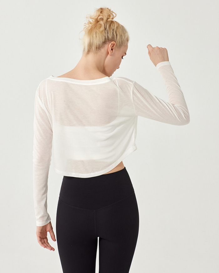Women V Neck Long Sleeve Breathable Mini Sports Cover S-XL