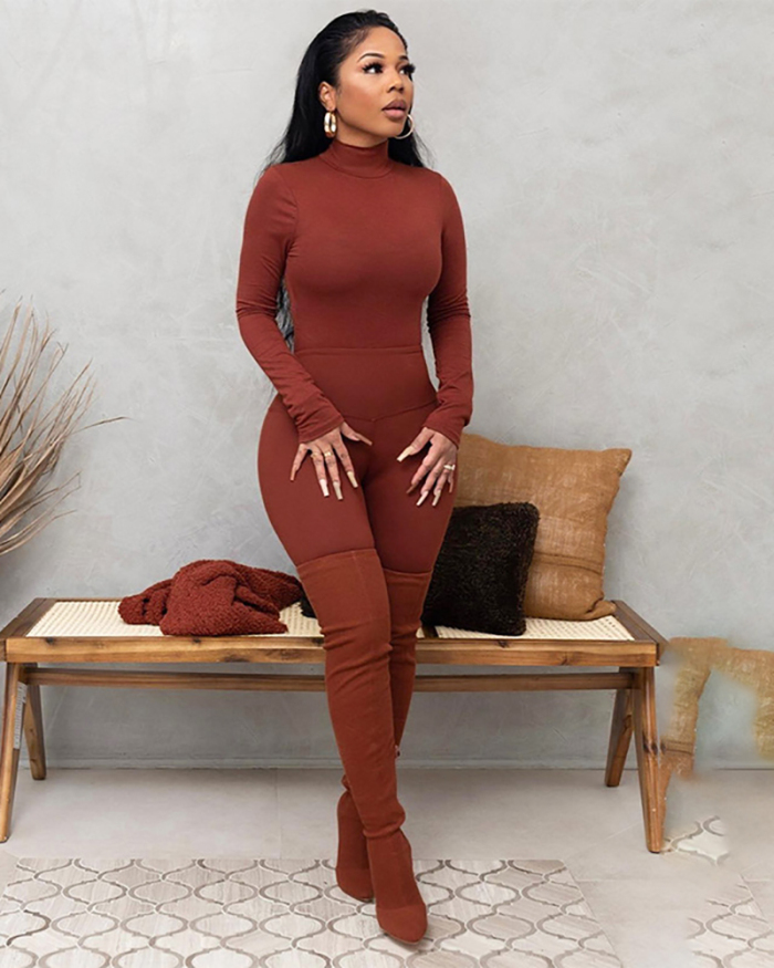 Long Sleeve Women Tight Skinny Two Piece Pant Set