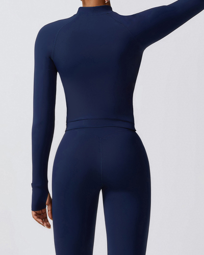 Women Zipper Slim Long Sleeve Fitness Running Coat S-XL