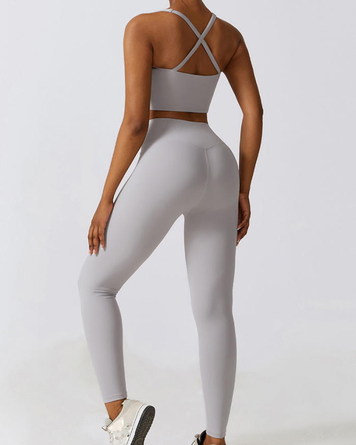 Hot Sale V Neck Quick Dry Vest High V Waist Running Slim Pants Sets Yoga Two-piece Sets S-XL
