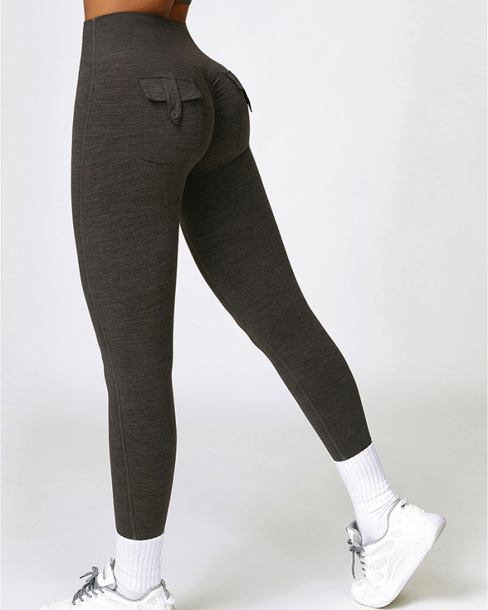 High Waist Women Back Pocket Fitness Yoga Pants S-XL