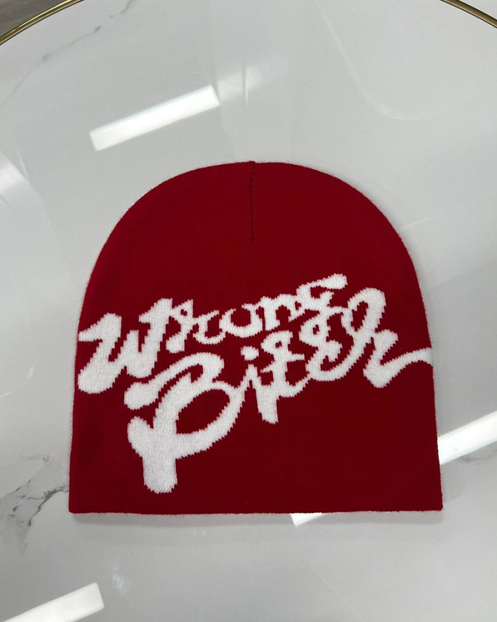Letter Embroidery Retro Wool Cap Net Red Pile Cap Autumn And Winter Warm Cold Cap