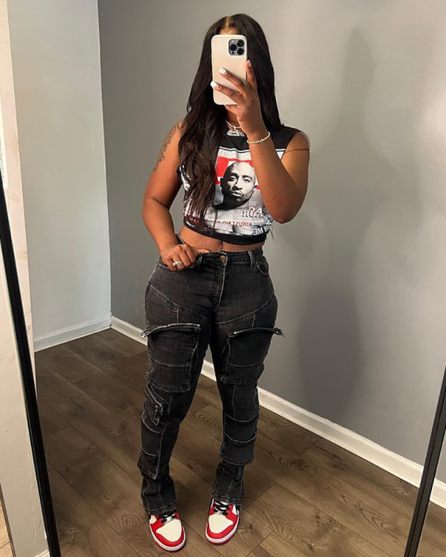 Black Elastic Wholesale Jean Pants S-XXL