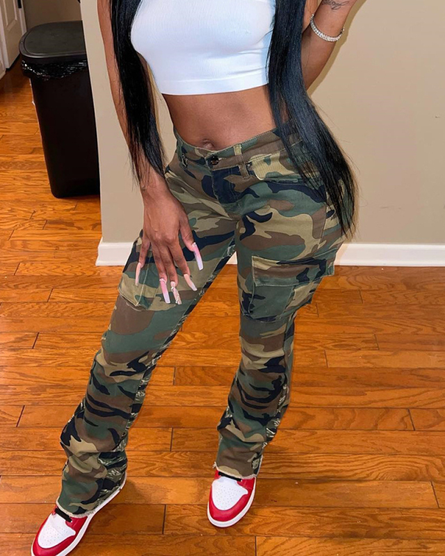 Camo Printed Winter Women Pants XS-XL