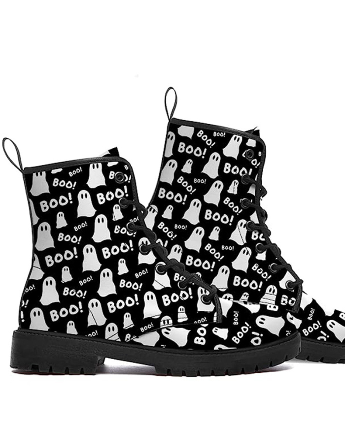 Halloween Boots Fall And Winter Work Boots Cartoon Printing Boots