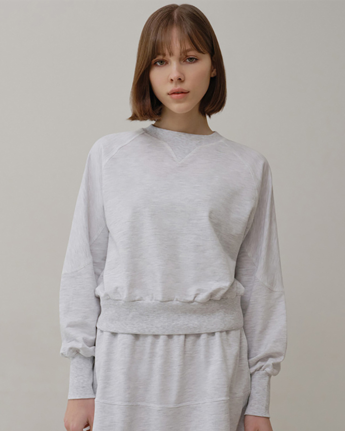 Crew Neck Long Sleeve Sweatshirt Yoga Sport Style Midi Skirt Two Piece Sets Gray S-L