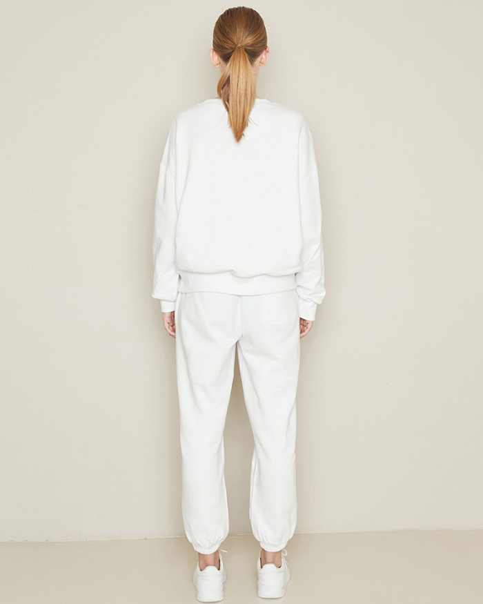 Autumn Winter Fashion Casual Sporty Sweatshirt Pants Sets White Gray S-L