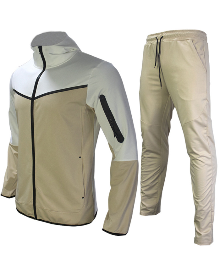 Men's Long Sleeve Colorblock Fashion Two Piece Sports Pants Sets
