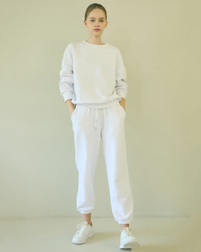Autumn Winter Fashion Casual Sporty Sweatshirt Pants Sets White Gray S-L