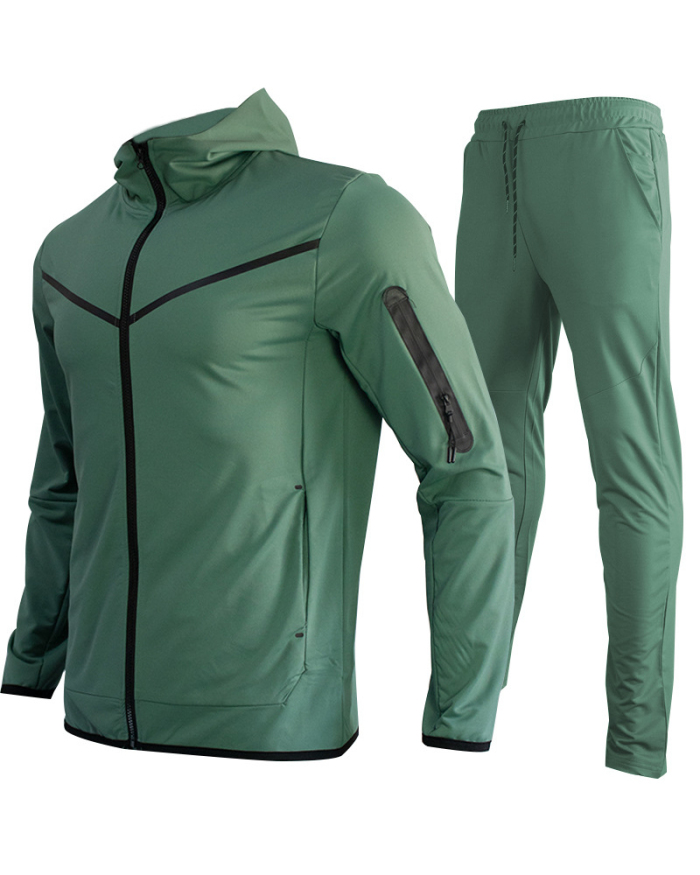 Men's Long Sleeve Coat Colorblock Sports Suit Two-piece Sets S-XL