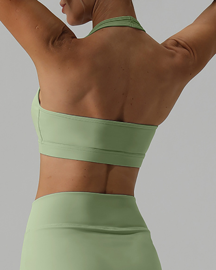 Women Yoga Outdoor Breathable Halter Neck Sports Bra Blue Green White Black S-XL